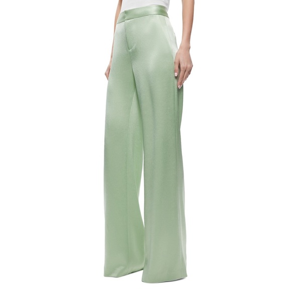 Alice + Olivia Deanna Stretch Cotton Satin
Bootcut Pants Color Green Tea size 14 - Picture 6 of 13